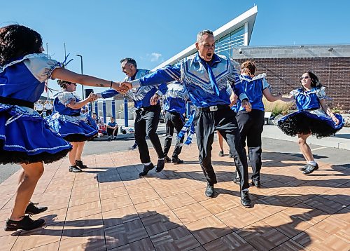 JOHN WOODS / FREE PRESS
Norman Chief Memorial Dancers perform during a National Day of Truth and Reconciliation event at the Winnipeg Police Service north district station in Winnipeg, Sunday, September 27, 2026. 

reporter: malak