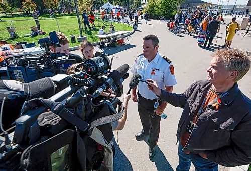 JOHN WOODS / FREE PRESS
Police chief Gene Bowers speaks during a National Day of Truth and Reconciliation event at the Winnipeg Police Service north district station in Winnipeg, Sunday, September 27, 2026. 

reporter: malak