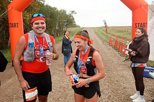 28092026
Dylan Peyachew and Reann Hucaluk of Winnipeg smile as they catch their breath after completing the fifth annual Reconciliation Run half marathon on Saturday.
(Tim Smith/The Brandon Sun)
