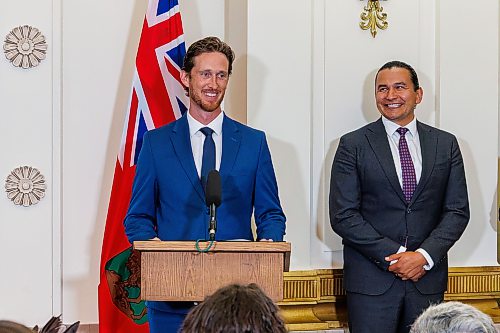 MIKE DEAL / FREE PRESS
David Pankratz, MLA for Waverley and a former firefighter, is sworn in as minister responsible for first responder initiatives, signing papers with Lieutenant Governor of Manitoba, The Honourable Anita R. Neville.
Premier Wab Kinew expands cabinet with two new ministerial responsibilities focused on key priorities of first responders and accessibility during a swearing in ceremony at the Manitoba Legislative building Monday afternoon.
Carla Compton, MLA for Tuxedo and a registered nurse, will serve as minister responsible for accessibility.
David Pankratz, MLA for Waverley and a former firefighter, will serve as minister responsible for first responder initiatives.
Reporter: Nicole Buffie
260928 - Monday, September 28, 2026.