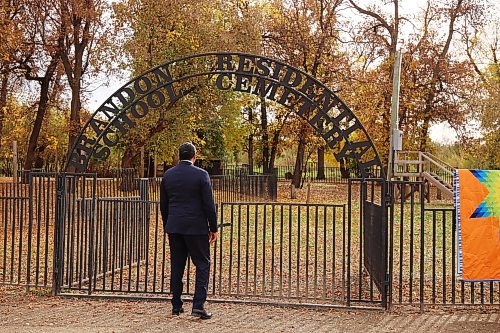 29092026
Manitoba Premier Wab Kinew walks along the Brandon Residential School Cemetery at the former Turtle Crossing Campground along Grand Valley Road on Tuesday. The province announced Tuesday that they had purchased the former campground in partnership with the City of Brandon. The property has long been known to hold the graves of children who attended the nearby Brandon Residential School. The Brandon Residential School opened in 1895 and closed in 1972. The Brandon Residential School Missing Children Investigation, an indigenous-led initiative by SVDN, will conduct an extensive search of the property.
(Tim Smith/The Brandon Sun)