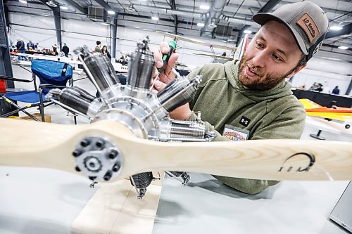JOHN WOODS / FREE PRESS
Greg Wiebe of Model Aviation Products works on a model engine as people participate in the annual Manitoba Hobby Expo at Red River Exhibition Park in Winnipeg, Sunday, October 4, 2026.
reporter: standup