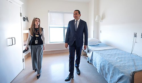 Ruth Bonneville / Free Press
LOCAL - kinew / health care
Photo of Arle Jones, chief operating officer, Deer Lodge Centre as she shows Premier Wab Kinew one of the new rooms that has opened on the 6th floor at Deer Lodge recently.
Story: Premier Wab Kinew and his Mp’s hold press conference at Deer Lodge about Increasing health-care capacity with Health, Tuesday.
Oct 6th, 2026