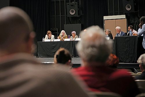 Ten candidates for Brandon School Division Trustee take part in the School Division Trustee Candidate Forum, hosted by the Brandon Teachers’ Association and CUPE Local 737, at the Evans Theatre at Brandon University on Tuesday evening.
(Tim Smith/The Brandon Sun)