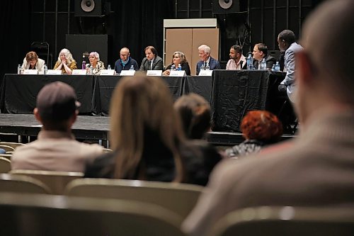 Ten candidates for Brandon School Division Trustee take part in the School Division Trustee Candidate Forum, hosted by the Brandon Teachers’ Association and CUPE Local 737, at the Evans Theatre at Brandon University on Tuesday evening.
(Tim Smith/The Brandon Sun)
