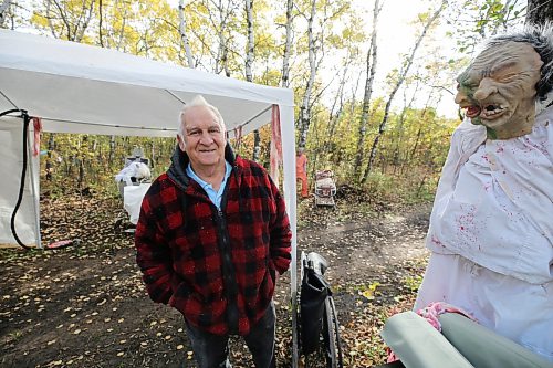 David Richardson is seen in the haunted forest. He helps clean pathways and set up animatronics, decorations and stations for the Halloween event at his daughter’s ranch near Rivers. (Connor McDowell/The Brandon Sun)