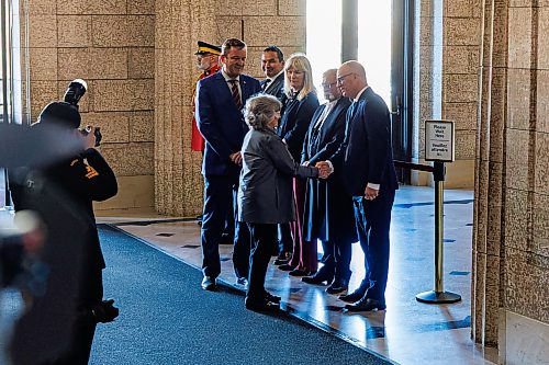 MIKE DEAL / FREE PRESS
Governor General Louise Arbour is greeted by Winnipeg’s Mayor Scott Gillingham as she arrives at the Manitoba Legislative Building during her first official visit to Manitoba.
During her visit, she will met with provincial officials, including the Honourable Anita R. Neville, Lieutenant Governor of Manitoba; the Honourable Wab Kinew, Premier of Manitoba; and with Indigenous leaders; Minister Will Goodon, Manitoba Metis Federation; Grand Chief Garrison Settee, Manitoba Keewatinowi Okimakanak; and CEO Gayle Gruben, Manitoba Inuit Association.
Reporter: Chris Kitching
261007 - Wednesday, October 07, 2026.