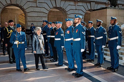 MIKE DEAL / FREE PRESS
Governor General Louise Arbour performs an inspection of the Guard of Honour as she arrives at the Manitoba Legislative Building during her first official visit to Manitoba.
During her visit, she will met with provincial officials, including the Honourable Anita R. Neville, Lieutenant Governor of Manitoba; the Honourable Wab Kinew, Premier of Manitoba; and with Indigenous leaders; Minister Will Goodon, Manitoba Metis Federation; Grand Chief Garrison Settee, Manitoba Keewatinowi Okimakanak; and CEO Gayle Gruben, Manitoba Inuit Association.
Reporter: Chris Kitching
261007 - Wednesday, October 07, 2026.