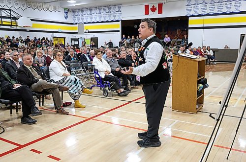 Ruth Bonneville / Free Press
Local Selkirk School renamed after Murray Sinclair
Photo of Niigaan Sinclair, son of Hon. Murray Sinclair, sharing stories about his dad at the event renaming event Wednesday.
Lord Selkirk School Division students, families, staff and community members gathered Wednesday to celebrate the renaming of the school as École Murray Sinclair Middle School.
The ceremony honoured the legacy of the late Honourable Murray Sinclair, who called Selkirk home and whose work had a lasting impact on justice and reconciliation in Canada.
The event included remarks from members of the Sinclair family, traditional drumming and dance performances, and a group photo beneath the school’s new sign.
Oct 7th, 2026