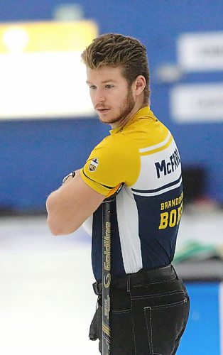 Second Owen McFarlane surveys the ice. He, Logan Strand and Jonathan Craig Penner are back for another year under head coach Clayton Robins. (Rowan McCarthy/The Brandon Sun).