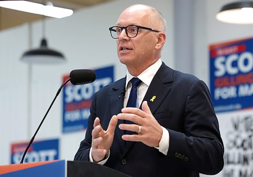 Ruth Bonneville / Free Press

Local Gillingham presser

Incumbent Winnipeg Mayor Scott Gillingham urged voters to evaluate his campaign commitments alongside his first-term record during a news conference at his campaign headquarters on Friday.

Oct 9th,,  2026