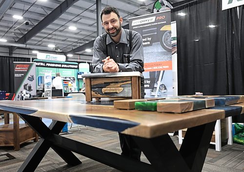 Ruth Bonneville / Free Press

Biz- Hutterite Manufacturing &amp; Associate Expo

EcoPoxy GM, Aaron Maendel with some of their products at their  booth at the Expo Friday. 

EcoPoxy is a Canadian farm-based company that produces bio-based epoxies to inspire and empower woodworkers and artists to create beautiful projects.

Story: Hutterite Manufacturing &amp; Associate Expo  at Red River Exhibition Park for a feature on the growth of Hutterite manufacturers in Manitoba.

Photo taken on Aug 14th, 2026

Story by Gabby 

Oct 9th, 2026