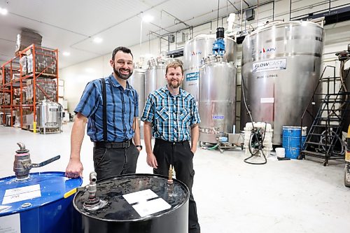 Ruth Bonneville / Free Press

Biz- Morris Ecopoxy 

Business photo of EcoPoxy GM, Aaron Maendel (left) and assistant GM, Darren Maendel, in front of their large blending tanks that mix and store their products at their production facility on the Oak Bluff Hutterite Colony.

Business feature story on Ecopoxy:  Tour of Ecopoxy, a  epoxy resin business owned by the Oak Bluff Hutterite Colony near Morris Manitoba.  For a 49.8 feature on the boom in Hutterite manufacturing over the past decade.

EcoPoxy is a Canadian farm-based company that produces bio-based epoxies for many commercial and creative arts uses. 

Story by Gabby

Oct 9th, 2026