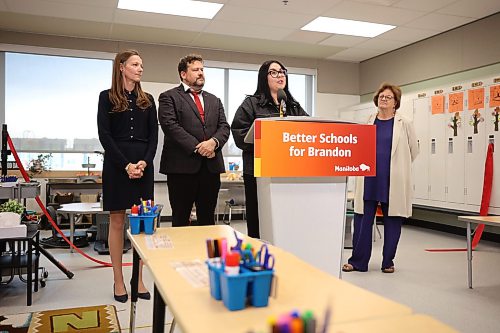 Maryland Park School teacher Brittany Michalchuk speaks during a press conference at Maryland Park School to announce the opening of the school expansion on Friday. The expansion increases the school capacity to 900 and adds 14 new classrooms. (Tim Smith/The Brandon Sun)
