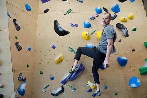 BROOK JONES/FREE PRESS
David Kalmakoff, 30, who recently opened a small bouldering facility called the Kal Climbing Gym at 222 St. Mary's Rd. in Winnipeg, Man., is pictured climbing on the afternoon of Oct. 9, 2026.