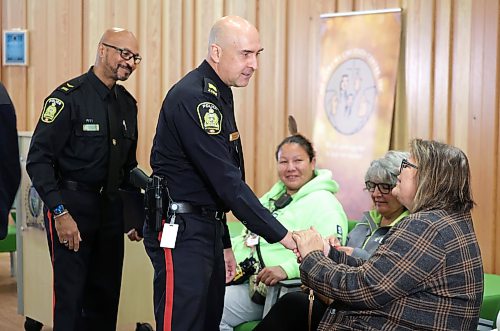 Ruth Bonneville / Free Press

Local WPS and  Ma Mawi Wi Chi Itata Centre 

S/SGST. Ryan Howanyk WPS shakes hands with Jackie Anderson with Ka Ni Kanichih at the press conference on the ongoing drug enforcement program with WPS and community groups Tuesday.  Also in the photo is, CST. Claude Chancy is behind S/SGST. Ryan Howanyk and members of DCSP.

The Winnipeg Police Service with Chief Gene Bowers hold news conference at Ma Mawi Wi Chi Itata Centre on update on the ongoing drug enforcement activities with outreach groups.  

See story by Chris 

Oct 13th, 2026
