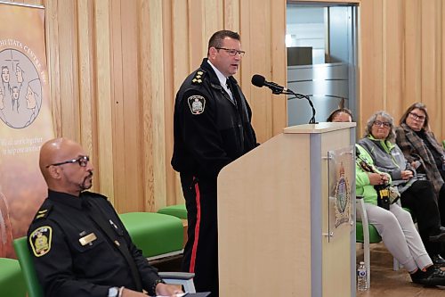 Ruth Bonneville / Free Press

Local WPS and  Ma Mawi Wi Chi Itata Centre 

Chief Gene Bowers, Winnipeg Police Service along with representatives from the WPS hold news conference at Ma Mawi Wi Chi Itata Centre on update on the ongoing drug enforcement activities with community groups Tuesday. 

See story by Chris 

Oct 13th, 2026