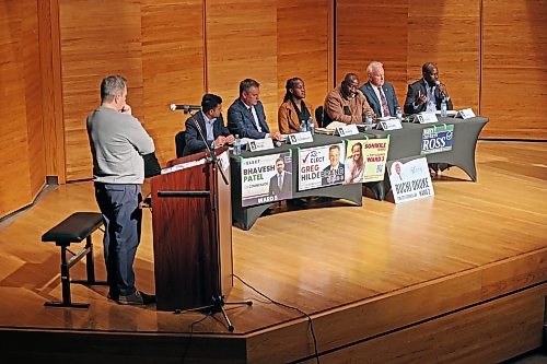 Brandon City Council Ward 2 candidate Sunday Frangi speaks during the first of two Brandon City Councillor candidate debates on Wednesday evening at Brandon University’s Lorne Watson Recital Hall. The first debate featured candidates from Ward 5 and Ward 2.
(Tim Smith/The Brandon Sun)