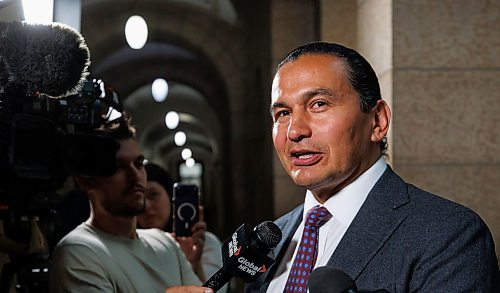 MIKE DEAL / FREE PRESS
Premier Wab Kinew and newly minted ministers responsible for first responder initiatives, David Pankratz, and accessibility, Carla Compton, scrum with the media.
Premier Wab Kinew expands cabinet with two new ministerial responsibilities focused on key priorities of first responders and accessibility during a swearing in ceremony at the Manitoba Legislative building Monday afternoon.
Carla Compton, MLA for Tuxedo and a registered nurse, will serve as minister responsible for accessibility.
David Pankratz, MLA for Waverley and a former firefighter, will serve as minister responsible for first responder initiatives.
Reporter: Nicole Buffie
260928 - Monday, September 28, 2026.