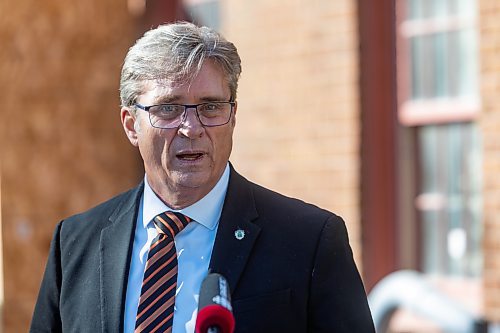 Mike Deal / Free Press
Mayoral candidate Kevin Klein makes a platform announcement outside the Granite Curling Club, Monday.
October 5, 2026
