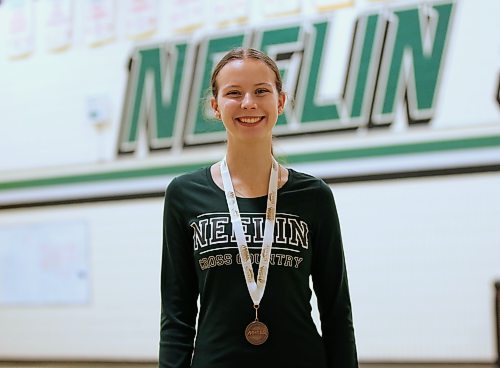 Neelin's Zoe Forbes poses in the school gym with the bronze medal she won on Wednesday at the Manitoba High Schools Athletic Association's provincial high school cross-country championship in St. Malo. (Perry Bergson/The Brandon Sun)
Oct. 15, 2026