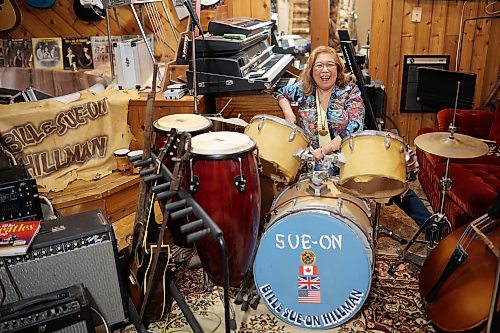 Sue-On Hillman with her drum kit in the basement of her home in Brandon on Wednesday, October 14, 2026. 
(Tim Smith/The Brandon Sun)