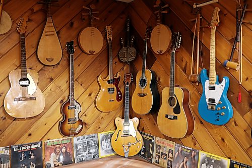Some of the many guitars, record releases and other instruments and paraphernalia in Bill and Sue-On Hillman’s home in Brandon on Wednesday, October 14, 2026. 
(Tim Smith/The Brandon Sun).   