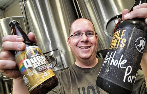 Dave Rudge, Brew Master at Half Pints Winnipeg’s only locally owned brewery is about to launch Queer Beer for the Pride Festival this year. 120501 May 01, 2012 Mike Deal / Winnipeg Free Press