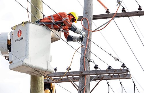 Ruth Bonneville / Free Press
local - hydro workers
Photo of Hydro workers working on Sargent Ave. near Allen Dyne Road. on overhead power line construction to renew substations, Friday.
Manitoba Hydro investing up to $1.2 billion to renew substations that will result in greater electrical system reliability and fewer outages.
Story: Manitoba Hydro is performing major upgrades in and around 41 electrical substations in Winnipeg, and one in Brandon, through a long-term infrastructure renewal program.
See story by Chris
OCT 16TH, 2026