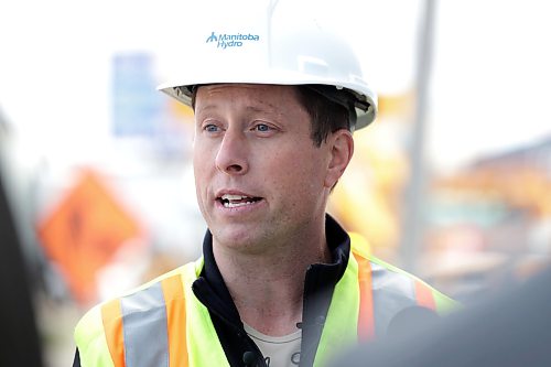 Ruth Bonneville / Free Press

local - hydro workers

Photo of Craig Sambrook, Community Liaison for Manitoba Hydro, speaking a press conference two reporters near where overhead power line construction work to renew substations is being done on Sargent and Allen Dyne Road.

Manitoba Hydro investing up to $1.2 billion to renew substations that  will result in greater electrical system reliability and fewer outages.

Story:  Manitoba Hydro is performing major upgrades in and around 41 electrical substations in Winnipeg, and one in Brandon, through a long-term infrastructure renewal program.

See story by Chris

OCT 16TH, 2026
