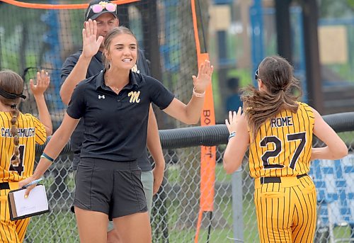Arjana Eilers, front left, and Adam Hartman are co-coaches for the U15 Magic for the 2027 season. (Brandon Sun files)