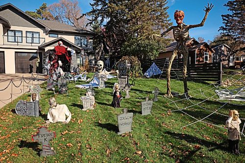 Spooky Halloween decorations fill a yard for The Haunt at Edwardson Manor at 539 Ross Avenue on a sunny Tuesday. The Haunt at Edwardson Manor is taking donations for the Brandon Humane Society.
(Tim Smith/The Brandon Sun)