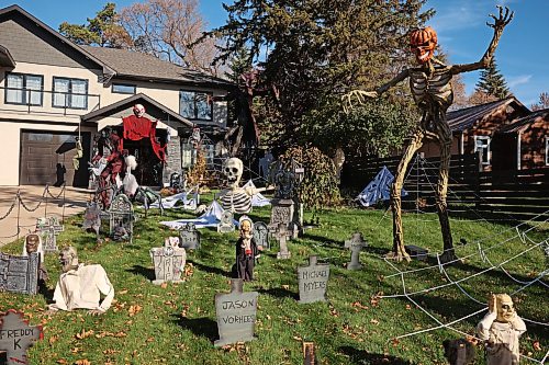 Spooky Halloween decorations fill a yard for The Haunt at Edwardson Manor at 539 Ross Avenue on a sunny Tuesday. The Haunt at Edwardson Manor is taking donations for the Brandon Humane Society.
(Tim Smith/The Brandon Sun)