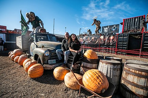MIKAELA MACKENZIE / FREE PRESS
Tim and Michelle Muys, owners/operators of Heebie Jeebies, at the haunted house attraction on Thursday, Oct. 22, 2026.
For Aaron story.
Free Press 2026