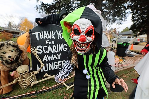 Claire Mitchell is ready for opening night of the Cedar Hollow haunted house on Friday. (Connor McDowell/The Brandon Sun)