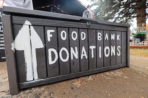 A crate is continuously emptied throughout the week in order to make more space for food donations. (Connor McDowell/The Brandon Sun)