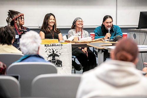MIKAELA MACKENZIE / FREE PRESS
	

Panelists Ramon Kataquapit (left), Kakeka ThunderSky, Drew Harris and Denzel Sutherland-Wilson at the Arctic Crossroads Tour, a public engagement session about the future of northern Manitoba in the face of increased shipping and development interests in Churchill, on its Winnipeg stop at the University of Manitoba on Friday, Oct. 23, 2026.

For Eva story.
Free Press 2026
