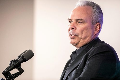 MIKAELA MACKENZIE / FREE PRESS
	

Kevin Cheveldayoff speaks to the media about the Hellebuyck trade on Friday, Oct. 23, 2026.

For Mike story.
Free Press 2026
