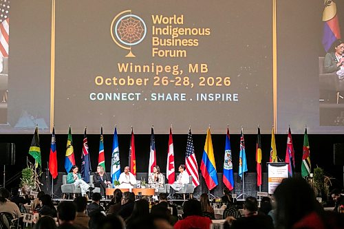 MIKAELA MACKENZIE / FREE PRESS
	

Alejandra Jlvez Oyarzn (left), Michelle Cameron, Nicola Shirley-Phillips, Kristal Kinsela and moderator Rachel Petero do a panel discussion at the World Indigenous Business Forum at the RBC Convention Centre on Tuesday, Oct. 27, 2026.

For Aaron story.
Free Press 2026