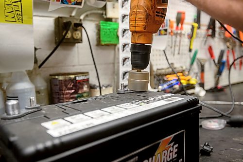 Mike Sudoma / Free Press
Technician Gerry Berch cleans the poles on a battery at Battery Man located at 1390 St James St Berch has been an employee for 19 years
October 24, 2026