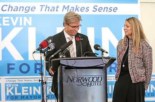 Ruth Bonneville / Free Press
Election - Kevin Klein
Kevin Klein and his wife Heather respond to the media after losing the mayoral race at the podium at his campaign watch party at the Norwood hotel Wednesday.
Oct 28th, 2026